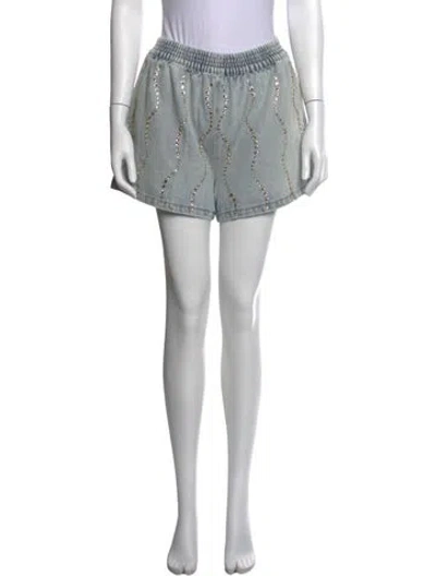 Pre-owned Sandro Graphic Print Mini Shorts In Blue