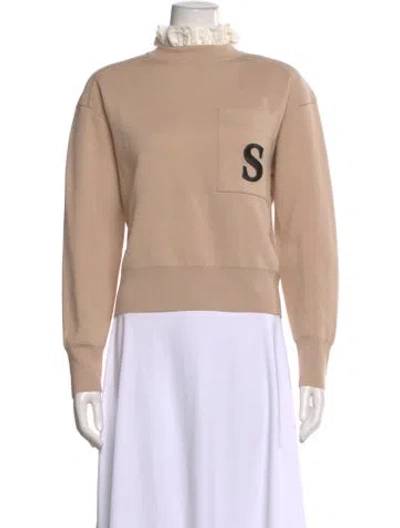 Pre-owned Sandro Graphic Print Mock Neck Sweater W/ Tags In Neutral