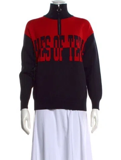 Pre-owned Sandro Graphic Print Mock Neck Sweatshirt In Black