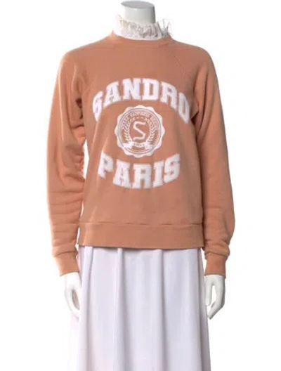 Pre-owned Sandro Graphic Print Mock Neck Sweatshirt In Neutral