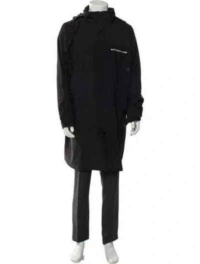 Pre-owned Sandro Graphic Print Parka In Black