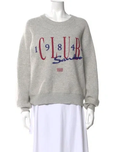 Pre-owned Sandro Graphic Print Scoop Neck Sweater In Gray