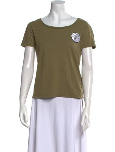 Pre-owned Sandro Graphic Print Scoop Neck T-shirt In Green