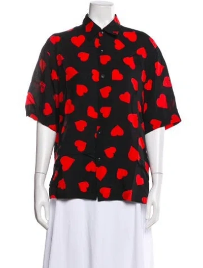 Pre-owned Sandro Graphic Print Short Sleeve Blouse In Multicolor