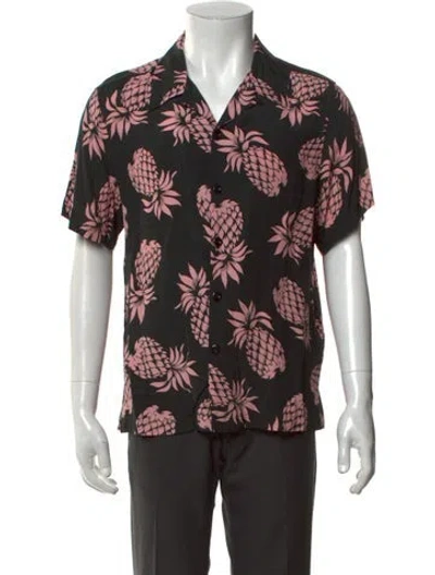 Pre-owned Sandro Graphic Print Short Sleeve Shirt In Black