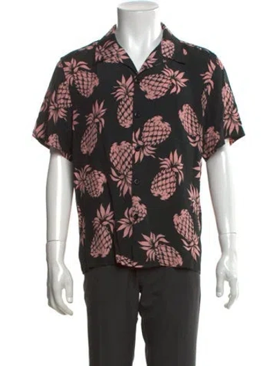 Pre-owned Sandro Graphic Print Short Sleeve Shirt In Black