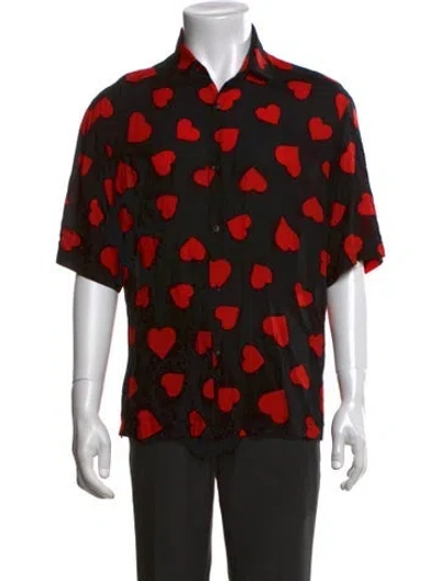 Pre-owned Sandro Graphic Print Short Sleeve Shirt In Black