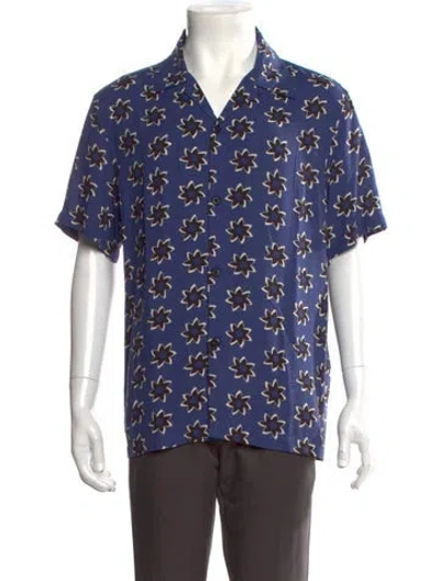 Pre-owned Sandro Graphic Print Short Sleeve Shirt In Blue