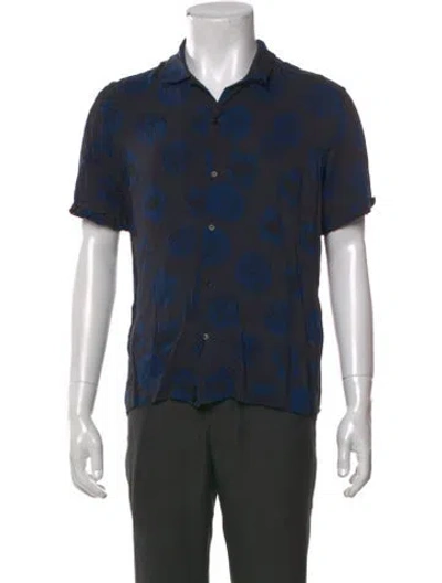 Pre-owned Sandro Graphic Print Short Sleeve Shirt In Blue