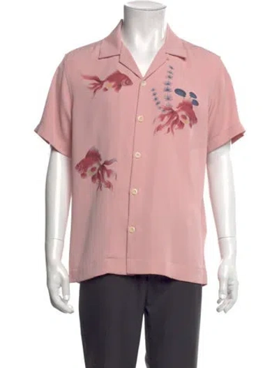 Pre-owned Sandro Graphic Print Short Sleeve Shirt In Pink