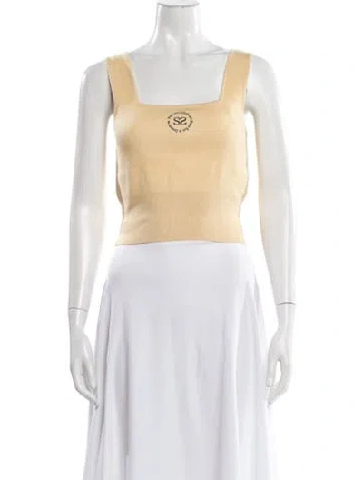 Pre-owned Sandro Graphic Print Square Neckline Crop Top In Neutral