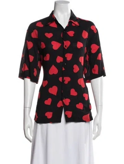 Pre-owned Sandro Graphic Print Three-quarter Sleeve Blouse In Multi