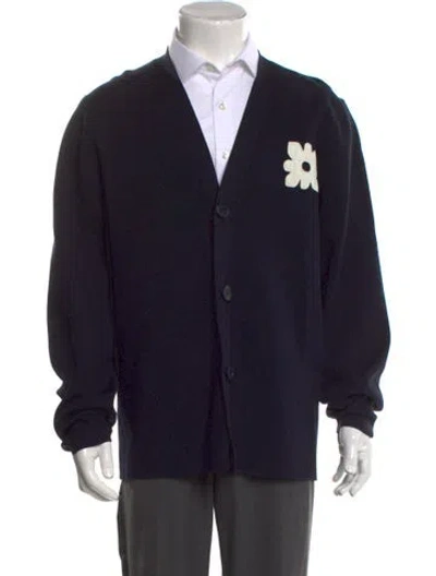 Pre-owned Sandro Graphic Print V-neck Cardigan W/ Tags In Multi