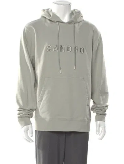 Pre-owned Sandro Graphic Print V-neck Hoodie W/ Tags In Green