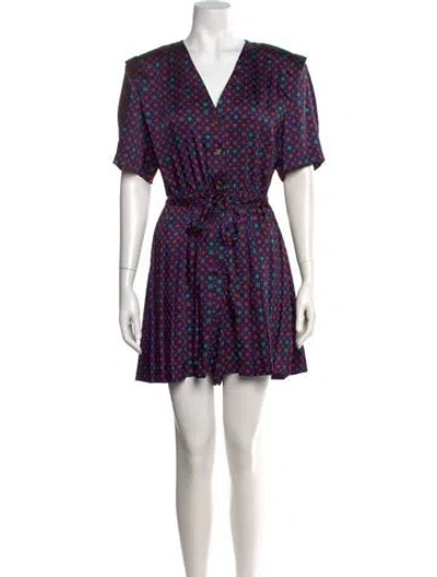 Pre-owned Sandro Graphic Print V-neck Romper W/ Tags In Blue