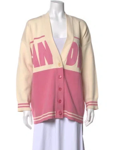 Pre-owned Sandro Graphic Print V-neck Sweater In Pink