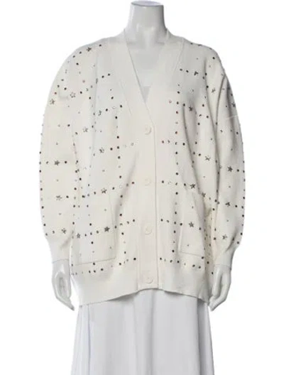 Pre-owned Sandro Graphic Print V-neck Sweater W/ Tags In White