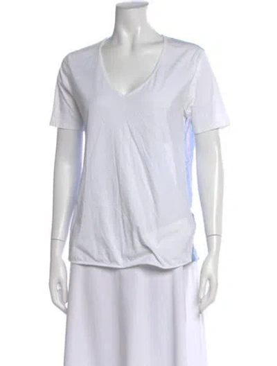 Pre-owned Sandro Graphic Print V-neck T-shirt In White