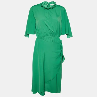 Pre-owned Sandro Green Chiffon Cut-out Rebella Midi Dress L
