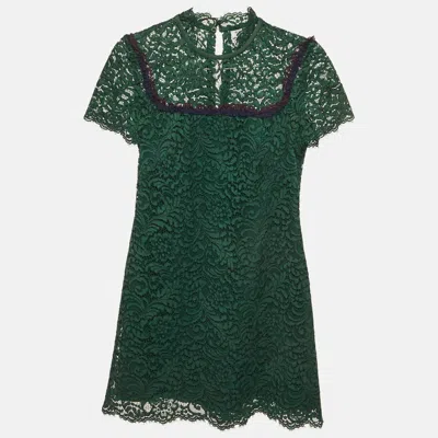 Pre-owned Sandro Green Cord Lace Mini Dress S