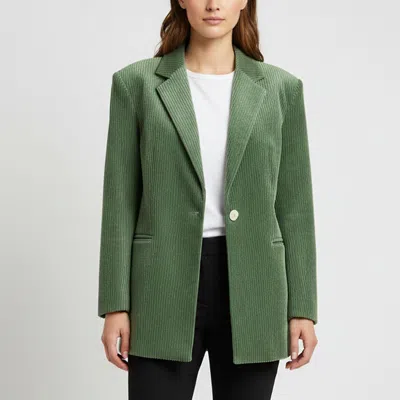 Pre-owned Sandro Green Corduroy Long Sleeve Jacket S