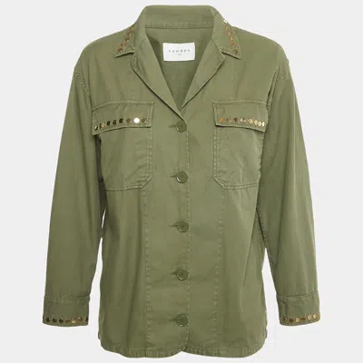 Sandro Green Cotton Studded Jacket