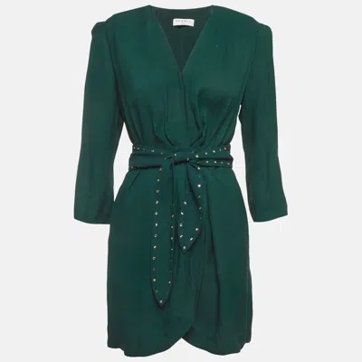 Sandro Green Crepe Belted Mini Wrap Dress
