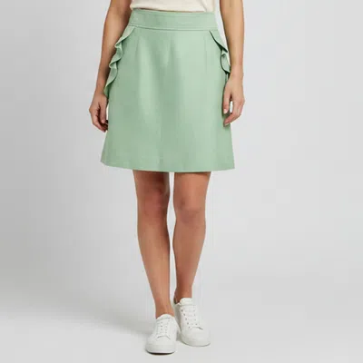 Pre-owned Sandro Green Gabardine Ruffle Mini Skirt L