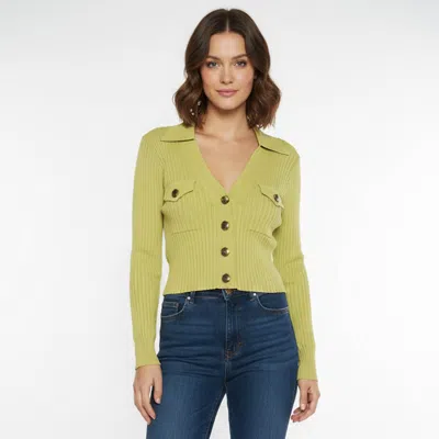 Pre-owned Sandro Green Rib Knit Button Up Axel Cardigan S