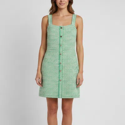 Pre-owned Sandro Green Tweed Sleeveless Short Dress Xl
