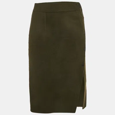 Pre-owned Sandro Green Wool Felt Button Detail Pencil Skirt S