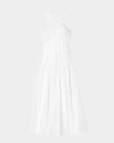 Sandro Grenadine High-neck Midi Dress