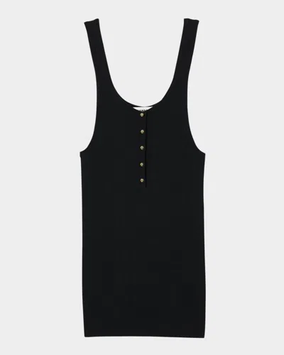 Sandro Grenat Buttoned Tank Top In Black