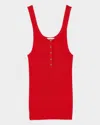 Sandro Womens Scoop-neck Ribbed Cotton-blend Vest Top Rouges In Red
