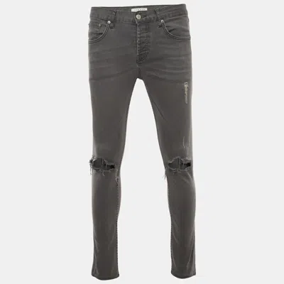 Pre-owned Sandro Grey Distressed Denim Skinny Jeans M/waist 32"
