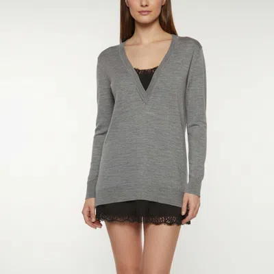 Pre-owned Sandro Grey Knit Long Sleeve Sweatshirt M In Gray