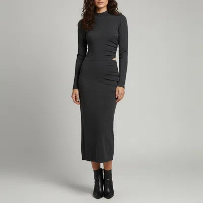 Pre-owned Sandro Grey Knit Ruched Ryna Maxi Dress S
