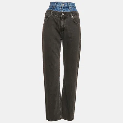Pre-owned Sandro Grey Layered High Rise Jeans S Waist 26"
