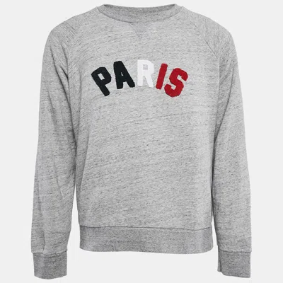 Sandro Grey Mélange Cotton Tufted Sweatshirt In Gray