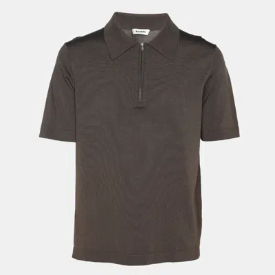 Pre-owned Sandro Grey Stretch Knit Polo T-shirt M