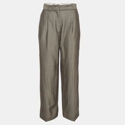 Pre-owned Sandro Grey Wool Blend Wide Leg Trousers M