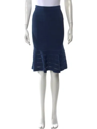 Pre-owned Sandro Grosgrain Trim Knee-length Skirt In Blue