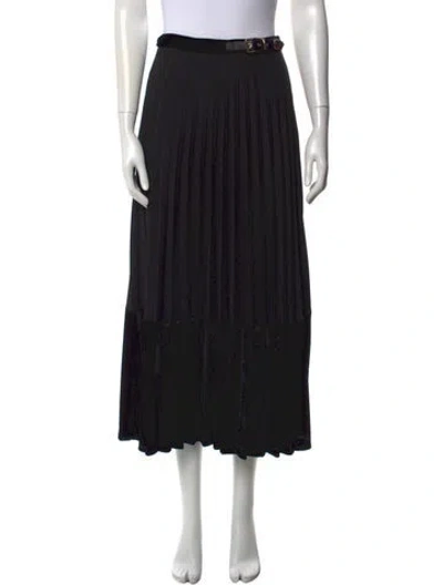 Pre-owned Sandro Grosgrain Trim Midi Length Skirt In Black