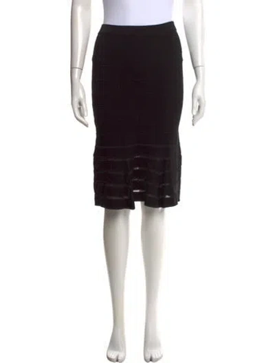Pre-owned Sandro Grosgrain Trim Midi Length Skirt In Black