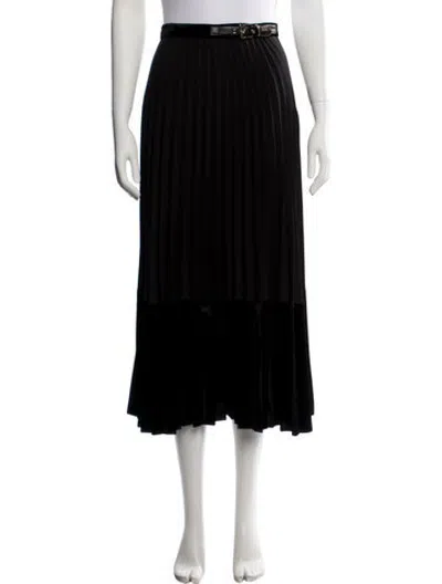 Pre-owned Sandro Grosgrain Trim Midi Length Skirt In Black