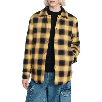 SANDRO SANDRO GRUNGE CHECKERED COTTON OVERSHIRT