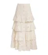 Sandro Guipure Floral Midi Skirt In Beige