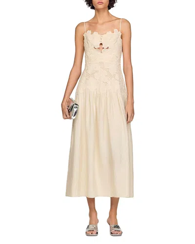Sandro Guipure Maxi Dress In Neutral