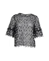 Sandro Guipure Star Lace Top In Black Polyester In Black