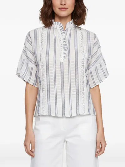 Pre-owned Sandro Guipure-lace Striped Blouse In Neutrals